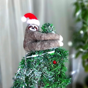 Décoration pour arbre LITTLE SLOTH, décoration pour arbre de Noël, cadeaux paresseux en feutre, animaux en feutre vintage, décoration de Noël, décoration de sapin de Noël image 2