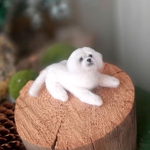 Needle felted MALTESE Dollhouse miniatures animals Miniature dog Needle felted animals Felt dog image 10