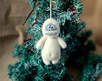 Needle felted Abominable snowman Vintage Christmas ornament yeti Christmas decor Dollhouse miniatures animals Needle felted animals