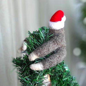 Décoration pour arbre LITTLE SLOTH, décoration pour arbre de Noël, cadeaux paresseux en feutre, animaux en feutre vintage, décoration de Noël, décoration de sapin de Noël image 5