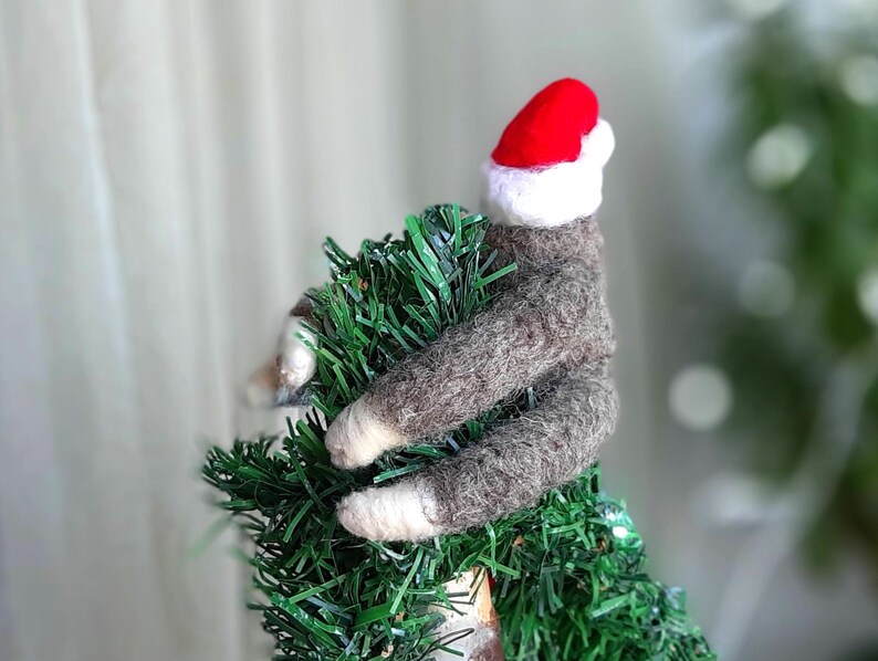 Décoration pour arbre LITTLE SLOTH, décoration pour arbre de Noël, cadeaux paresseux en feutre, animaux en feutre vintage, décoration de Noël, décoration de sapin de Noël image 5