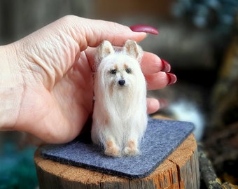 Feutrée à l'aiguille AUSTRALIAN SILKY TERRIER Miniatures de maison de poupée animaux Miniature chien animaux feutrés à l'aiguille