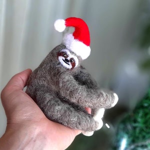 LITTLE SLOTH TREE topper Christmas tree topper Felt sloth gifts Needle felt animals Vintage Christmas ornament Christmas decor tree toppers