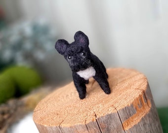 Needle felted FRENCH BULLDOG Dollhouse miniatures animals Miniature Needle felted animals