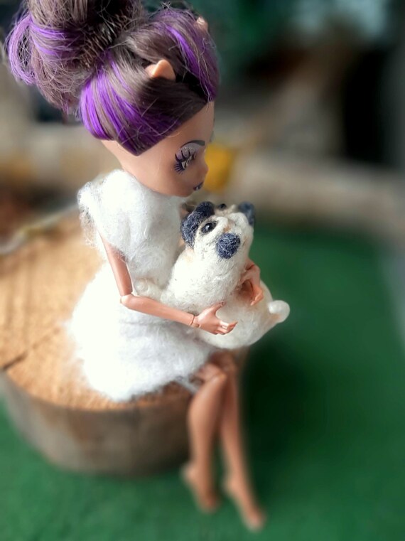 Needle Felted PUG Dollhouse Miniatures Animals Miniature Dog