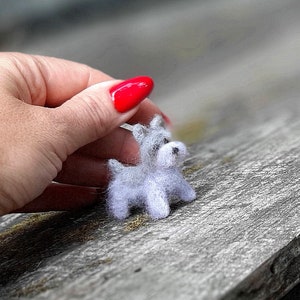 Needle felted SCHNAUZER 1:12th Dollhouse miniatures animals Miniature dog Needle felted animals Dollhouse dog