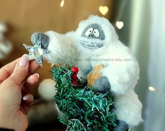 Christmas tree topper Abominable snowman Vintage Christmas ornament Yeti Christmas tree topper Christmas decor tree toppers
