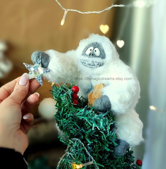 Yeti Abominable Snowman Glass Tree Topper