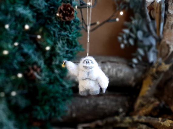 Needle Felted Abominable Snowman Vintage Christmas Ornament Yeti