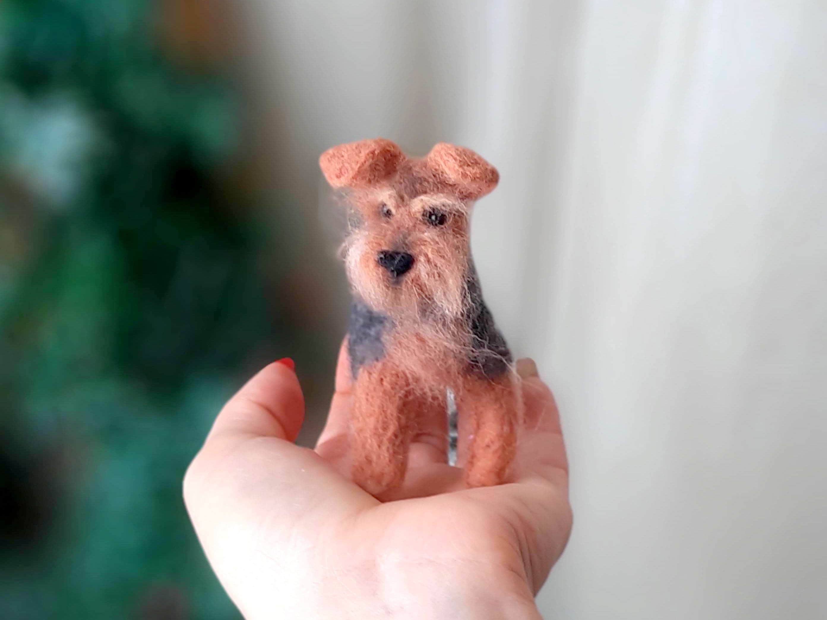 Needle Felted AIREDALE Terrier Welsh Terrier Dollhouse Miniatures