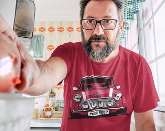 Personalised Mini Cooper T-Shirt: Hand-Illustrated Classic Car Tee