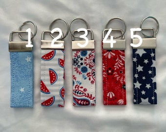 Mini Patriotic Fabric Key Fob Keychains