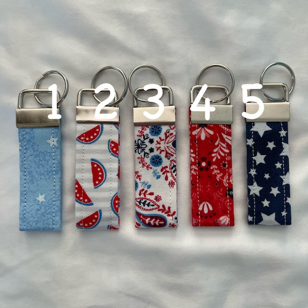 Mini Patriotic Fabric Key Fob Keychains