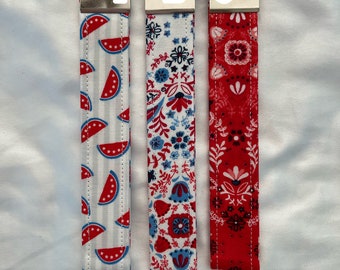 Patriotic Fabric Wristlet Key Fob Keychains