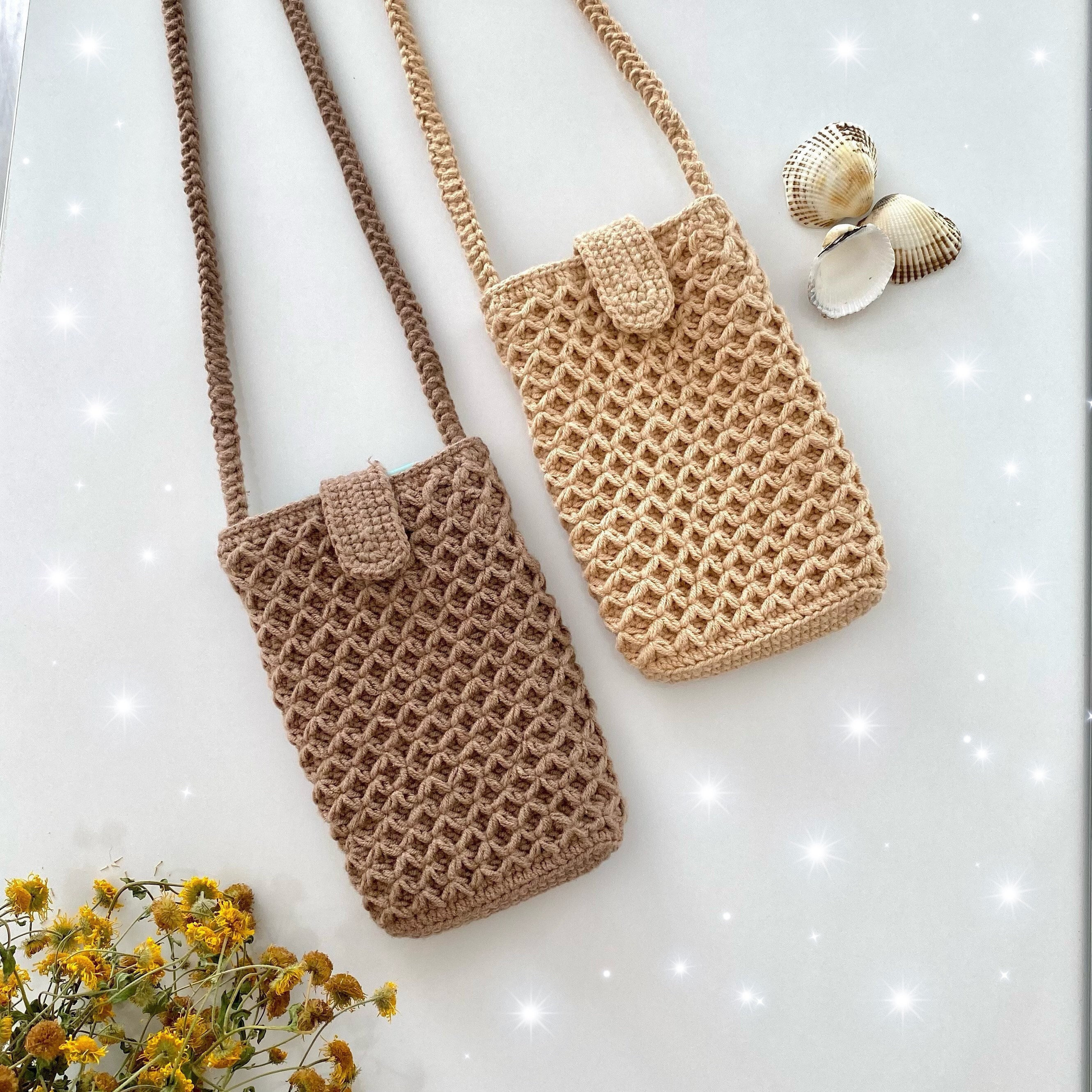 Crochet Phone Bag Phone Case Phone Holder Beige Crossbody -  Finland