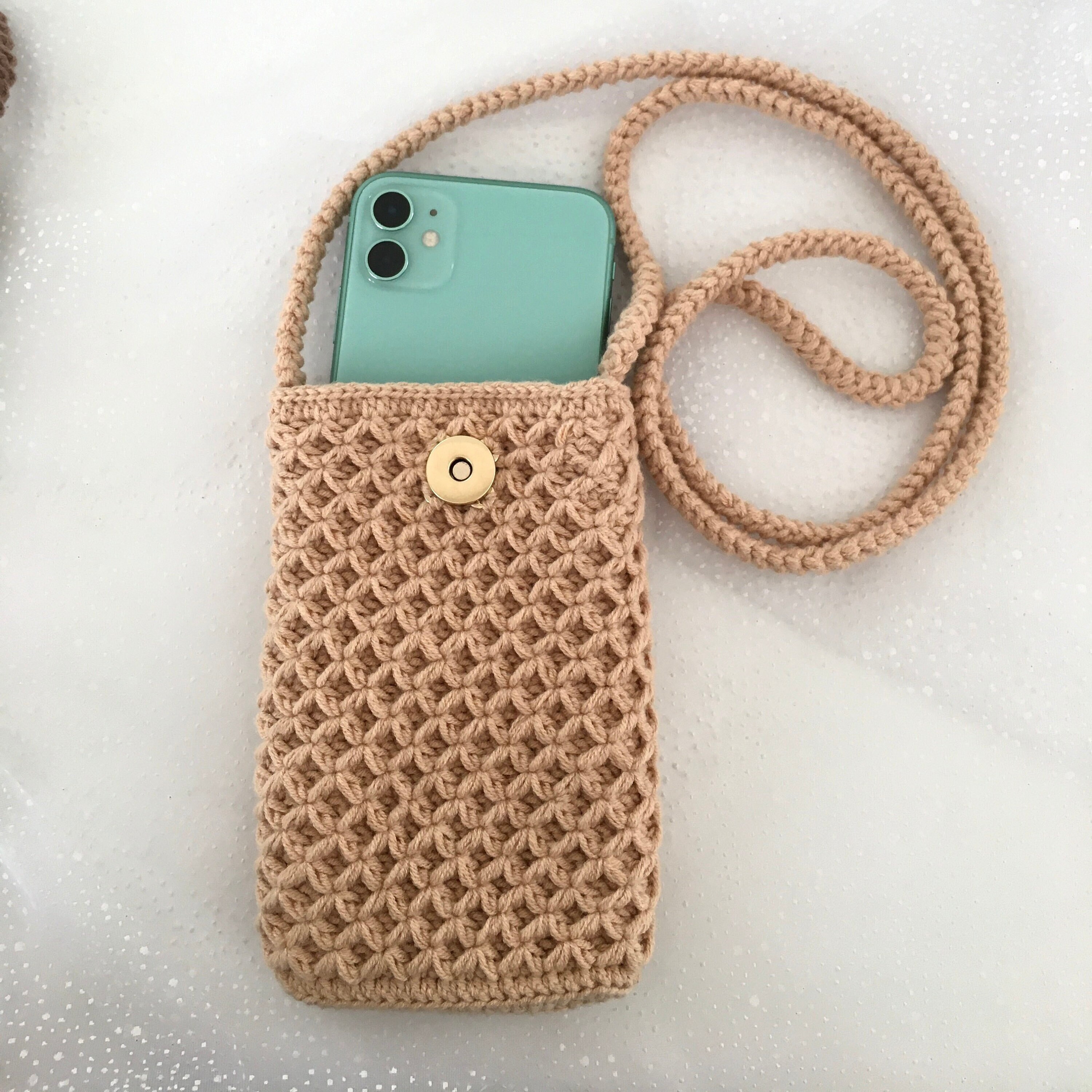 Crochet Phone Bag Phone Case Phone Holder Beige Crossbody -  Finland