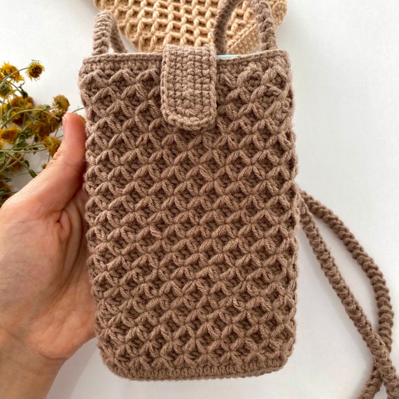 Crochet Phone Bag Phone Case Phone Holder Beige Crossbody -  Finland
