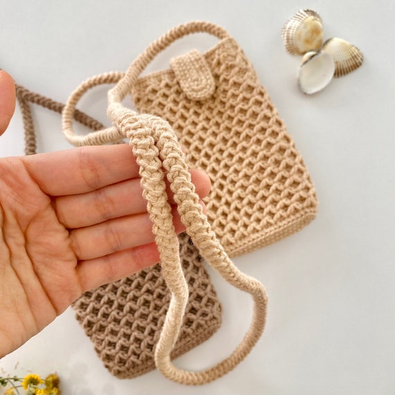 Crochet Phone Bag Phone Case Phone Holder Beige Crossbody -  Finland