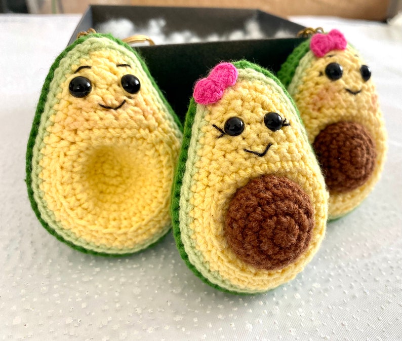 Crochet Avocado Keychain Amigurumi Avocado Keyring Avocado Etsy