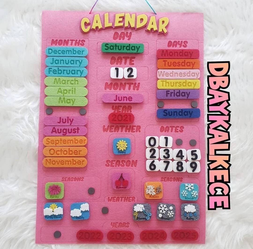 Montessori Calendar for Kids Felt Toy Felt Calendar for Etsy Canada