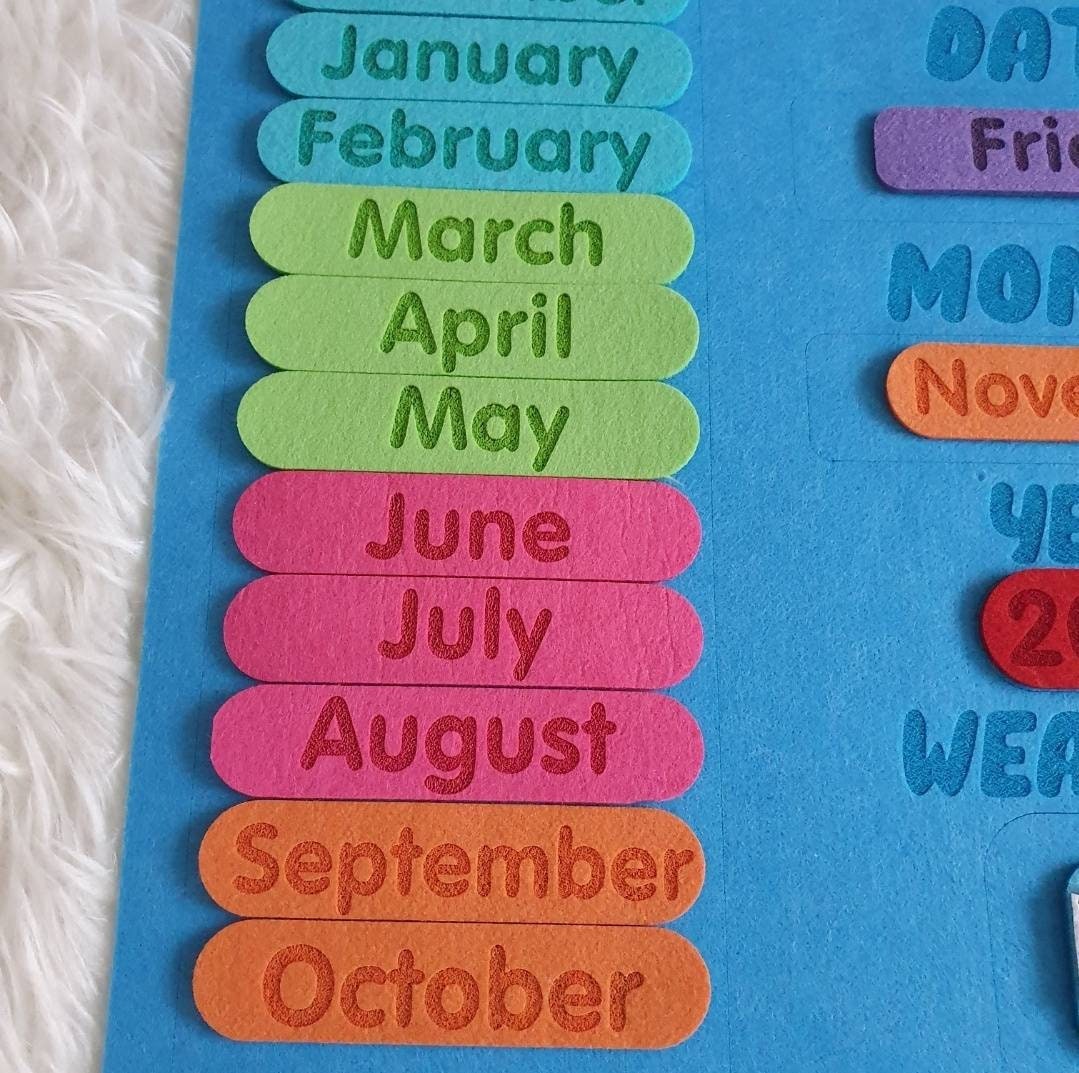 Montessori Calendar for Kids Felt Toy Felt Calendar for Etsy Canada