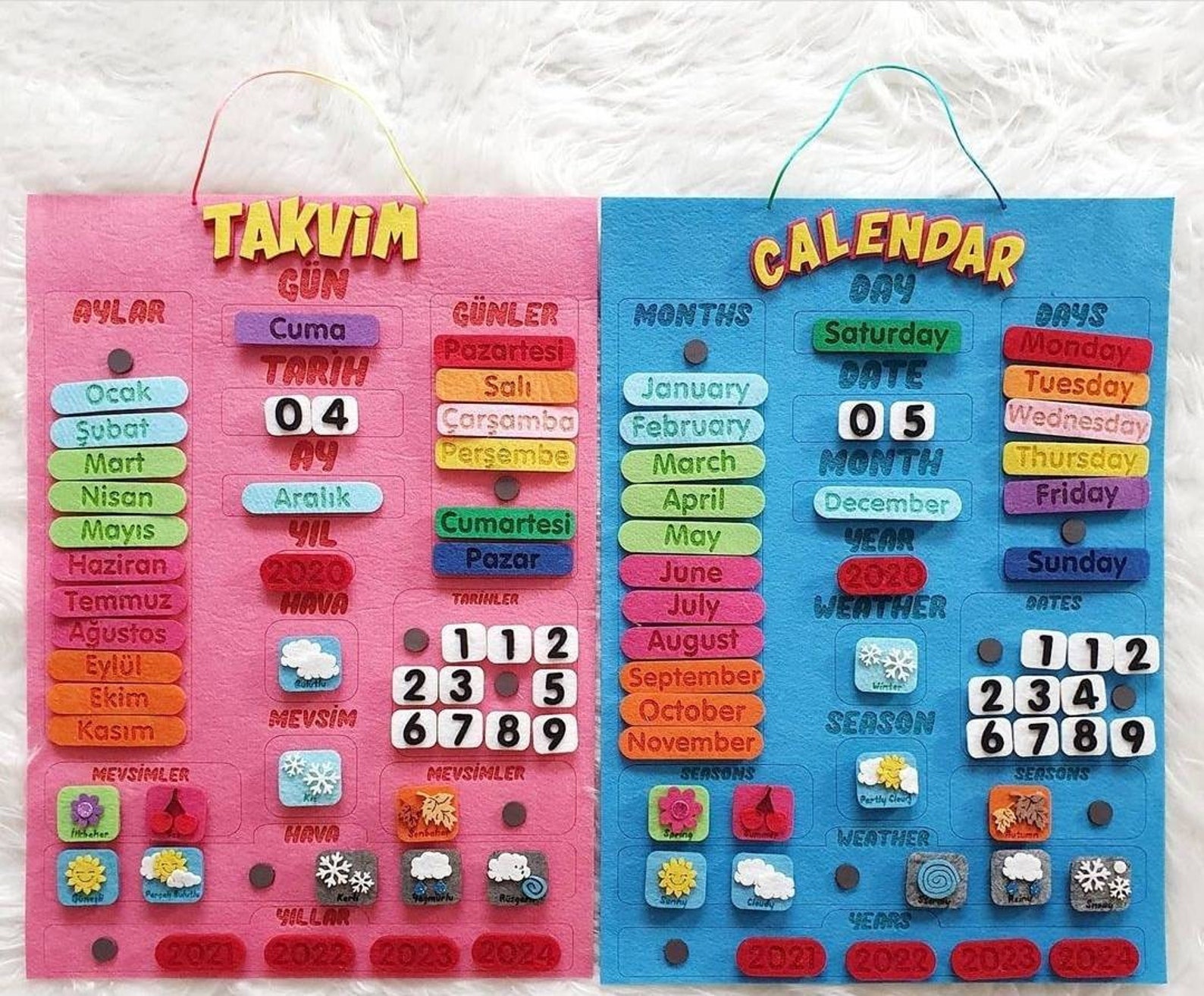 Montessori Calendar for Kids Felt Toy Felt Calendar for Etsy
