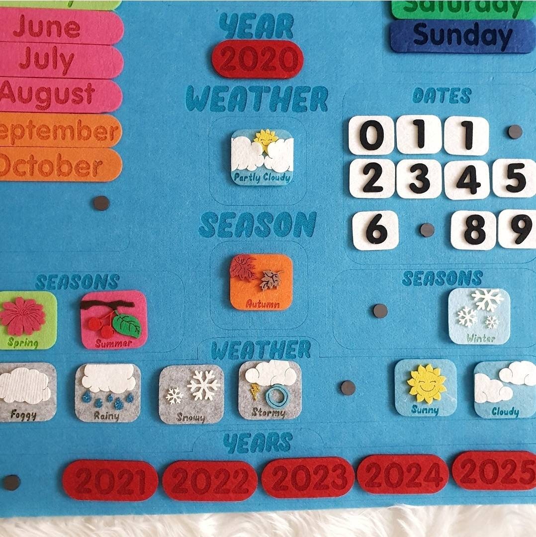 Montessori Calendar for Kids Felt toy Felt Calendar for Etsy