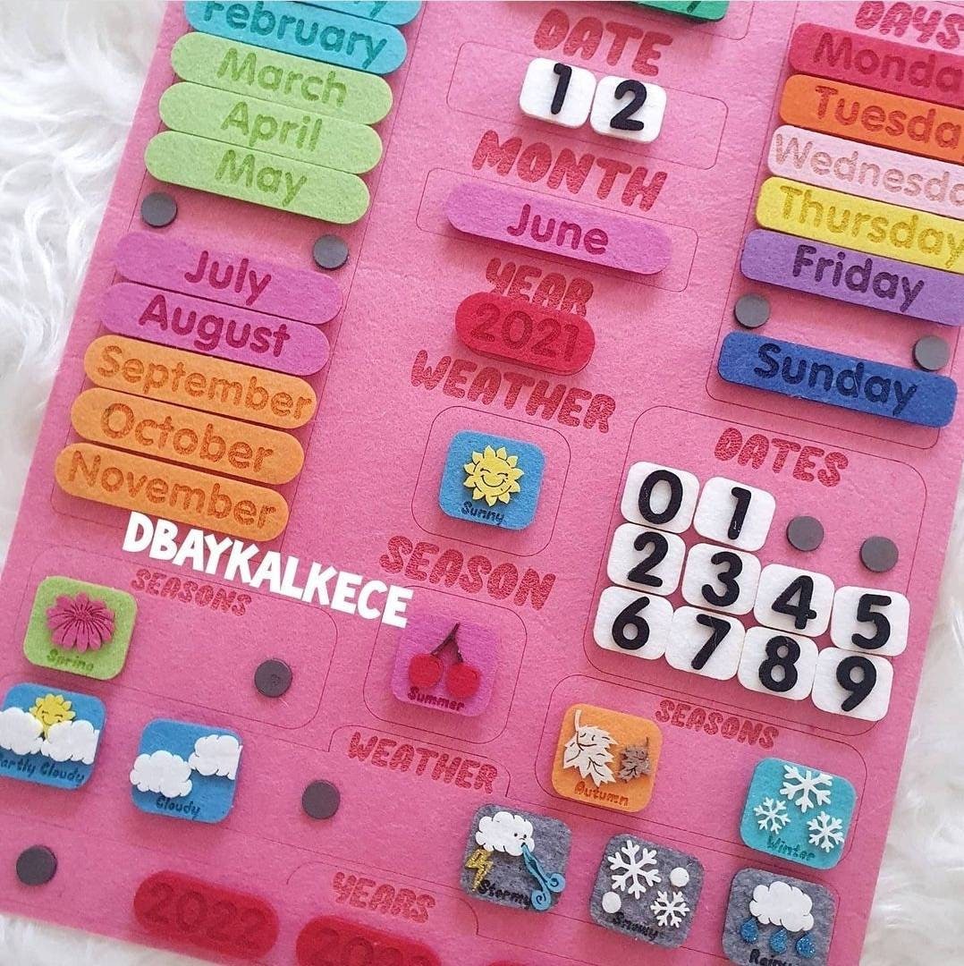 Montessori Calendar for Kids Felt Toy Felt Calendar for Etsy Canada