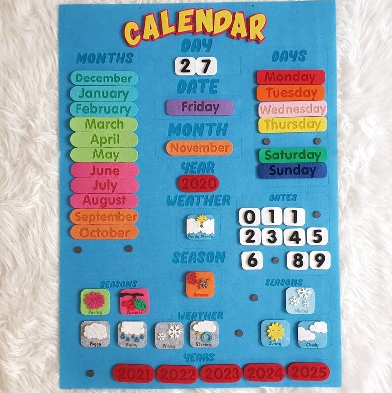 Montessori Calendar for Kids Felt Toy Felt Calendar for Etsy Canada