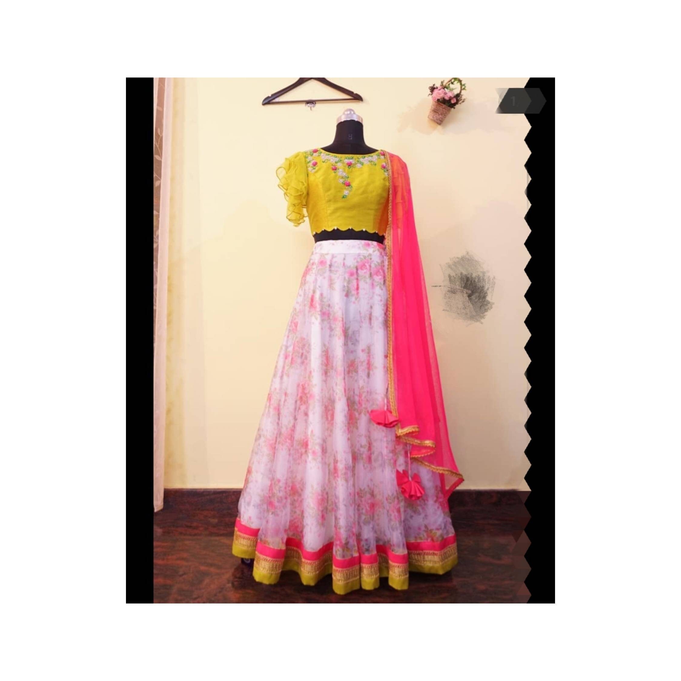 buy organza lehenga online
