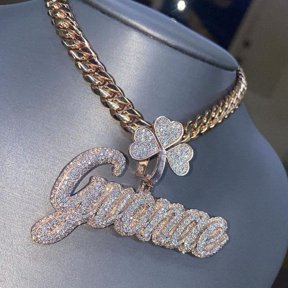 Personalized VVS Moissanite Diamond Name Necklace Custom Etsy