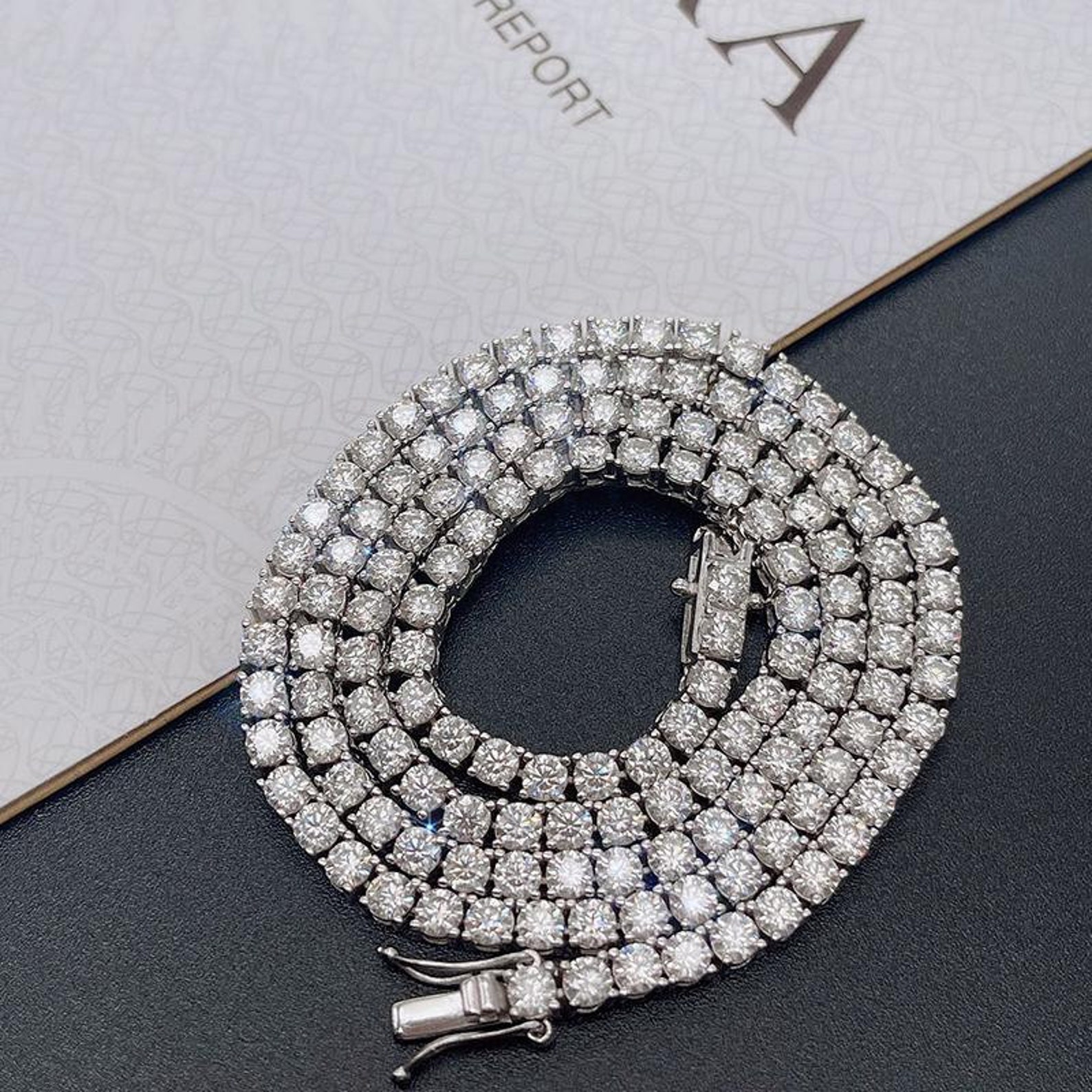 925 Sterling Silver Tennis Chain Vvs Moissanite Chain For Etsy