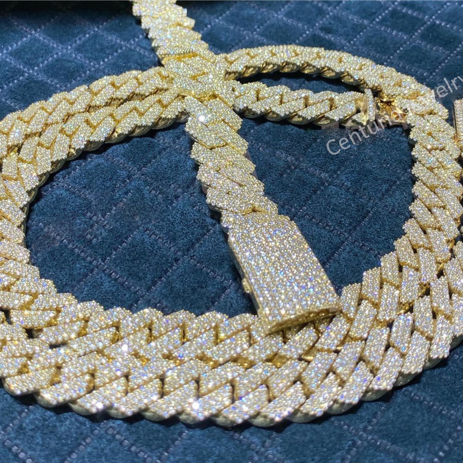 10k Solid Yellow Gold Iced Out Cuban Chain VVSI Moissanite Etsy