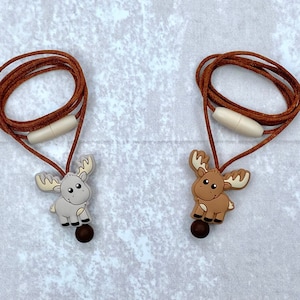 Fidget necklace, elk, deer, fidget toys, stim jewelry, christmas gifts, stim toy, fidgets, stimming toys, silicone necklace, sensory toys
