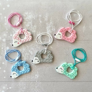 Fidget necklace hedgehog, chewelry, fidgets, stim toy, chewlery, fidget toys, chew necklace, stimming toys, stim jewelry, sensory toys