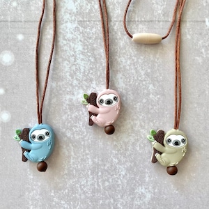 Fidget necklace, sloth animal, stim toy, fidgets, stimming toys, stim jewelry, sensory toys, stim necklace, fidget toys, silicone necklace