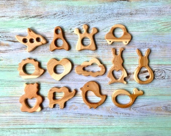 Mordedores de madera de enebro, animales de madera orgánicos