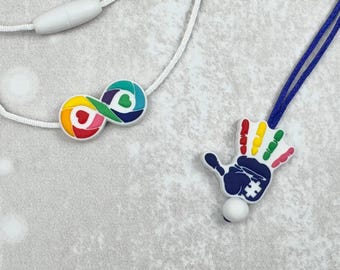 Rainbow Infinity Fidget Necklace, Sensory Toy, Stim Jewelry