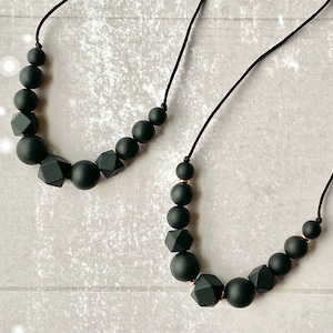 Fidget necklace, stim toy, black necklace, fidget toys, stimming necklace, sensory toys, fidgets, silicone necklace, stim jewelry