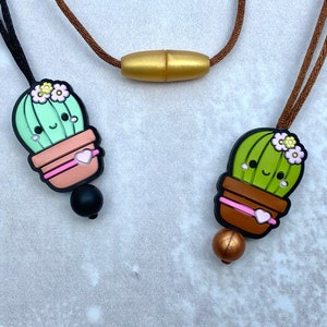 Fidget necklace, cactus, stim toy, fidgets, summer jewelry, fidget toys, silicone necklace, sensory toys, stim jewelry, sensory necklace