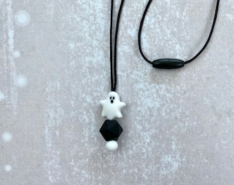 Ghost Fidget Necklace, Silicone Sensory Stim Toy, Halloween Jewelry