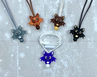 Bat Fidget Necklace, Gothic Sensory Toy, Silicone Stim Jewelry