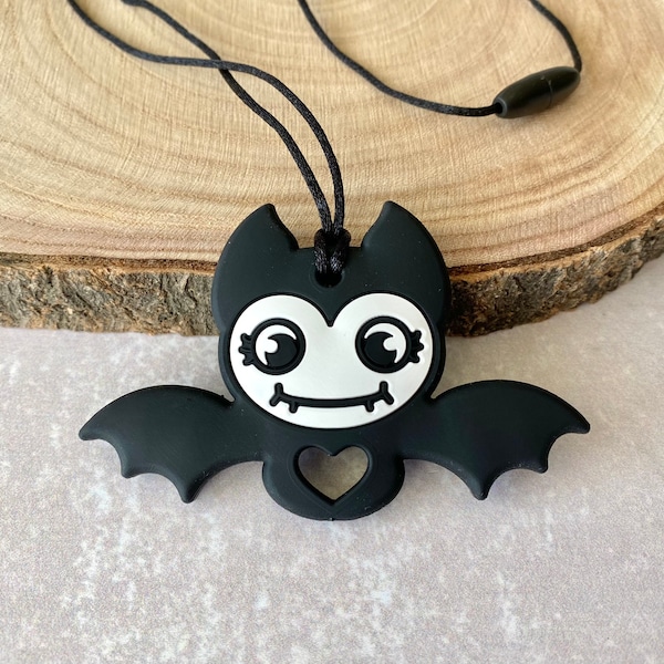 Bat necklace, chewlery, fidget toy adult, chew necklace, goth jewelry, adult stim toy, adult chewelry, sensory toys, stimm toy, adhd gifts