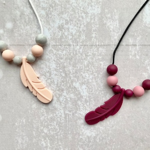 Fidget necklace, feather, stim toy, fidgets, sensory toys, feather necklace, fidget toys, handmade necklace, stimming toys, sensory necklace