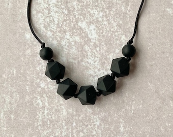 Black Silicone Fidget Necklace, Sensory Stim Toy, Stimming Jewelry