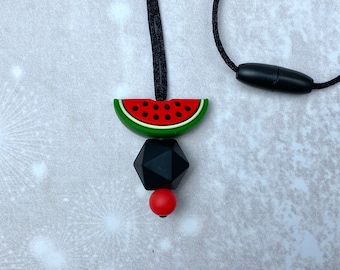 Naszyjnik Fidget w kształcie kawałka arbuza, silikonowa biżuteria stymulująca, zabawka sensoryczna