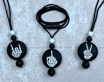 Skeleton Hand Fidget Necklace, Silicone Sensory Toy, Stimming Jewelry