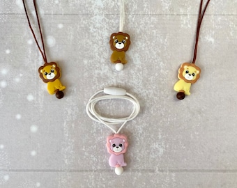 Naszyjnik Lion Fidget, silikonowa zabawka stymulująca, biżuteria sensoryczna