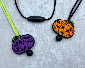 Halloween Pumpkin Fidget Necklace, Silicone Sensory Toy, Gothic Jewelry