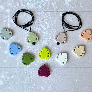 Fidget necklace, monstera, stim toy, leaf necklace, sensory toys, fidgets, stim jewelry, fidget toys, silicone necklace, stimming toys